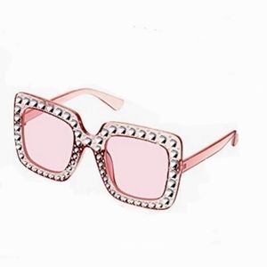 Oversized Rhinestone Square Sunglasses. Womens.